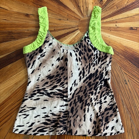 Maria Grazia Severi Animal Print Tank Top Rhinestone Embellished Made Italy - Picture 2 of 6